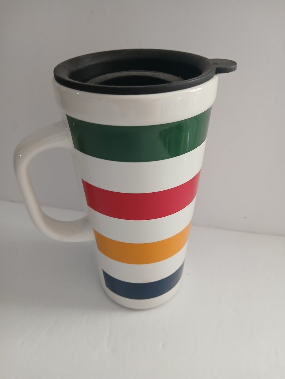 HBC Stripes Ceramic Travel Mug With Lid